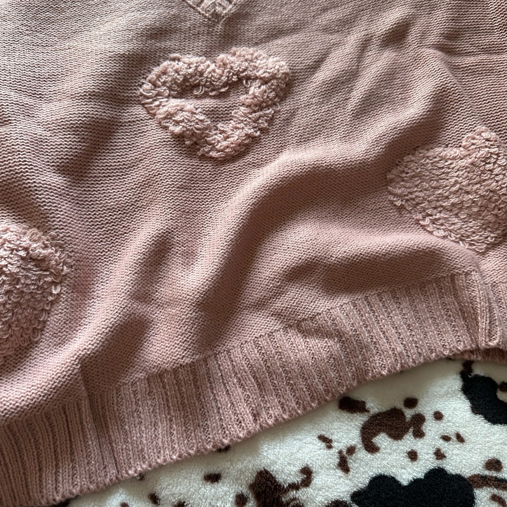 Pink Heart Patterned Women's Sweater - Picture 8 of 9